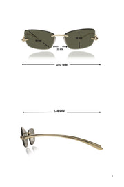 Jodykoes Legacy Gold Cat Eye Rimless Sunglasses With Green Lens