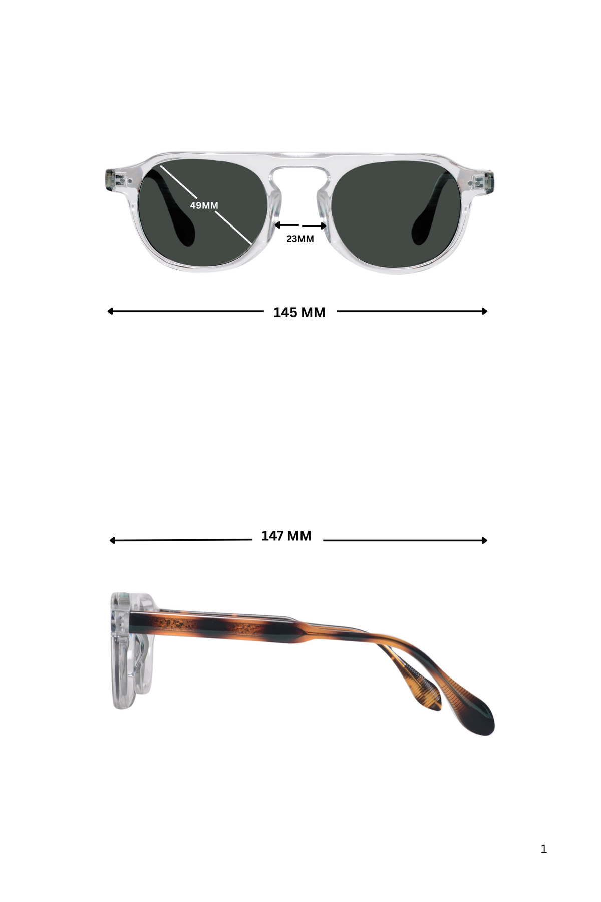 Jodykoes Legacy Round Aviator Square Sunglasses – UV400 Polarized (Clear Tortoise)