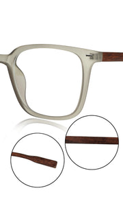 Jodykoes® Premium Series Woodern Finish collection Square Spectacle Frame | Fashionable Eyeglasses Eyewear for Men and Women (Grey Wood)