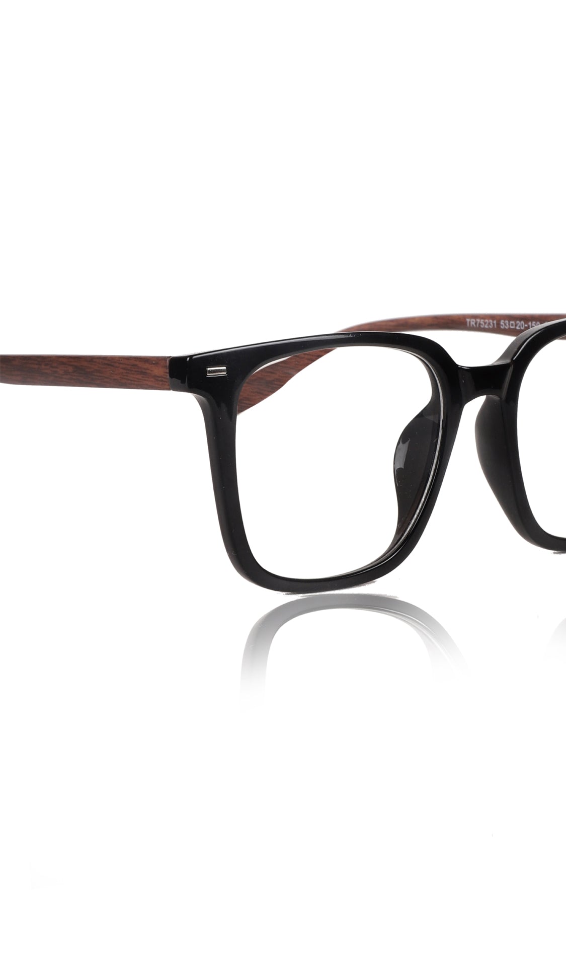 Jodykoes® Premium Series Woodern Finish collection Square Spectacle Frame | Fashionable Eyeglasses Eyewear for Men and Women (Black Wood)