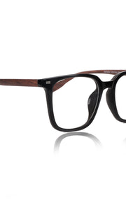 Jodykoes® Premium Series Woodern Finish collection Square Spectacle Frame | Fashionable Eyeglasses Eyewear for Men and Women (Black Wood)
