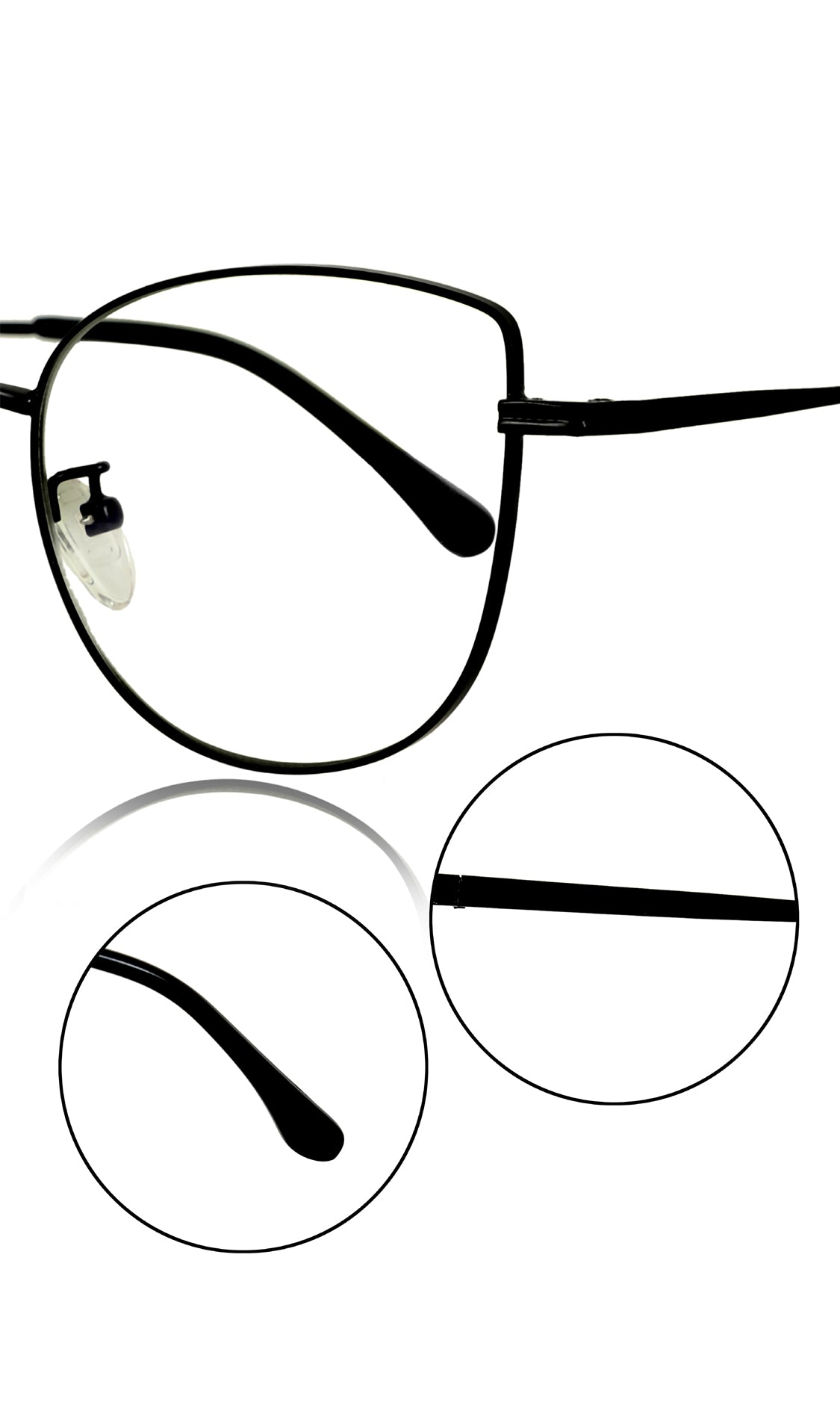 Jodykoes® Premium Series Cat Eye Metal Designer Frame Women Spectacle | Fashionable Blu Cut Anti Glare Eyeglasses For Computer, Mobile Phone and Blue Rays Protection Eyewear (Black)