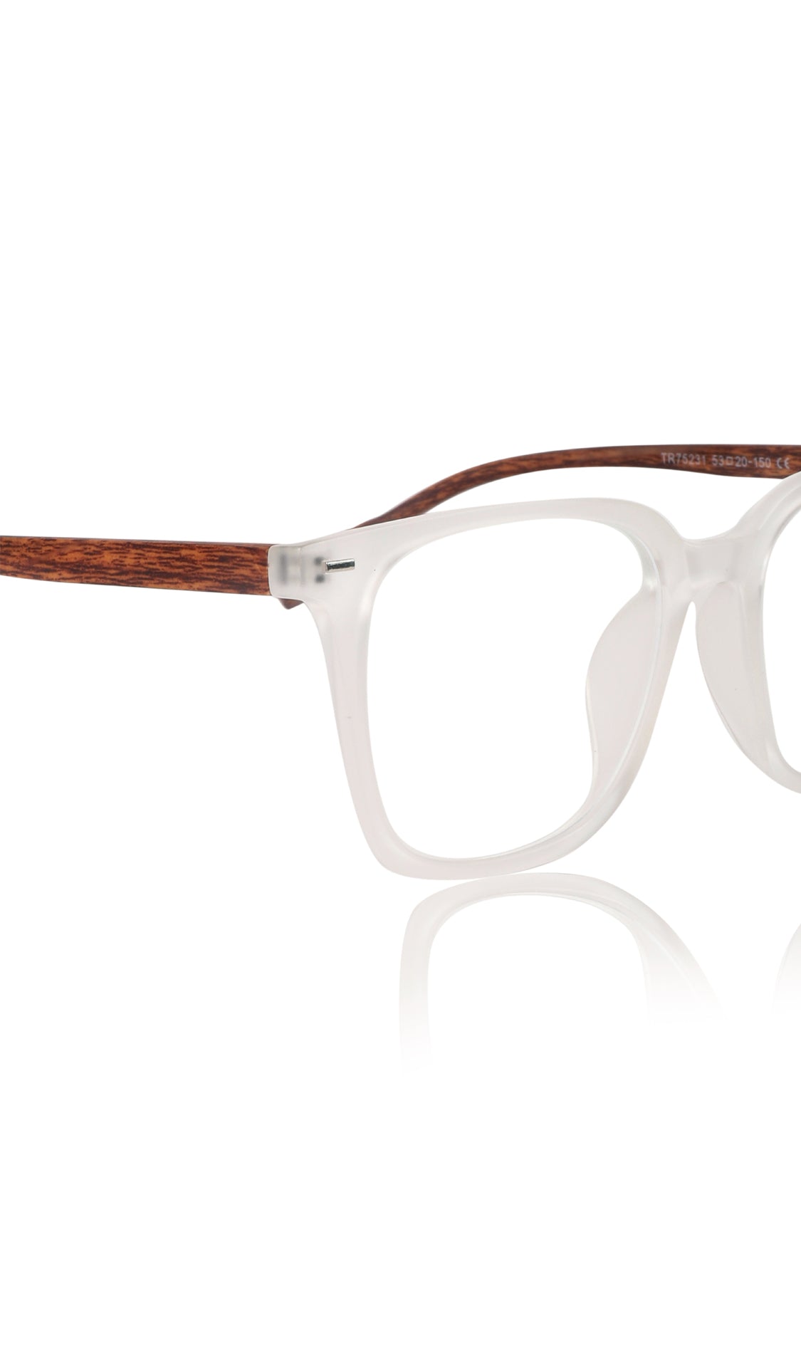 Jodykoes® Premium Series Woodern Finish collection Square Spectacle Frame | Fashionable Eyeglasses Eyewear for Men and Women (White Wood)