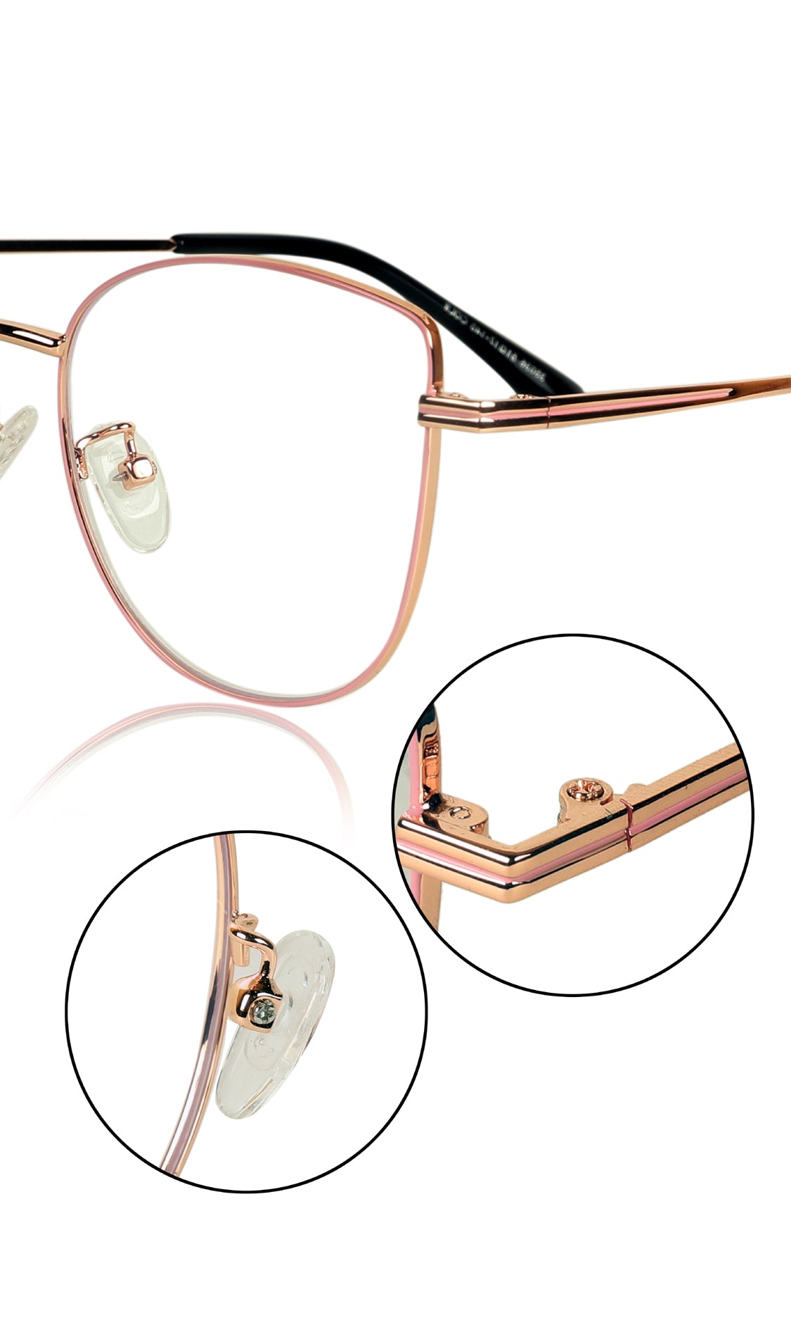 Jodykoes® Premium Series Cat Eye Metal Designer Frame Women Spectacle | Fashionable Blu Cut Anti Glare Eyeglasses For Computer, Mobile Phone and Blue Rays Protection Eyewear (Pink) - Jodykoes ®