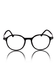 Jodykoes® Pure TR Round Plastic Frame With Metal Arms Fashionable Eyewear Spectacles | Blu cut and Anti Glare Computer Protection Eyeglasses Frame for Women (Black)