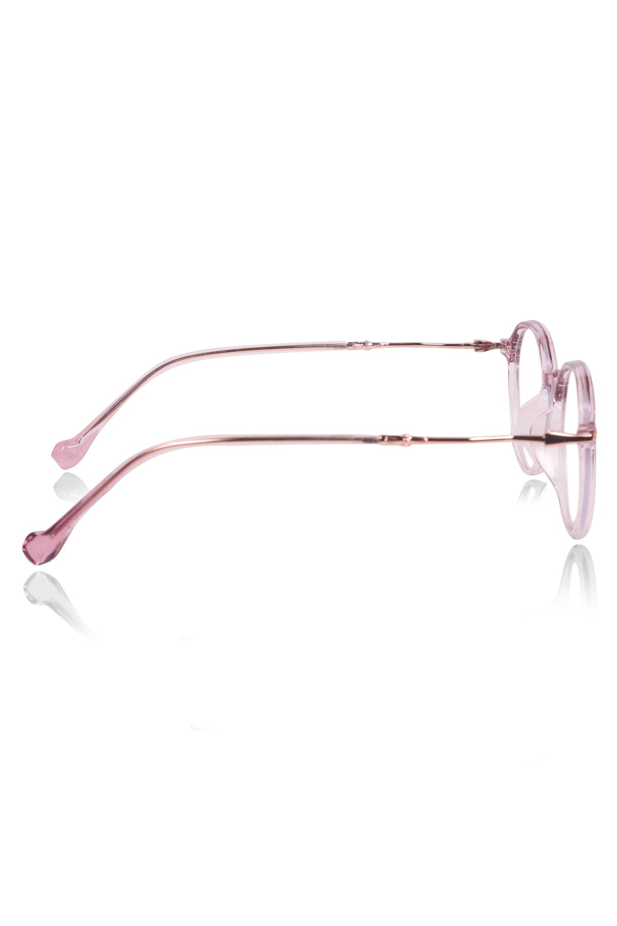 Jodykoes® Pure TR Round Plastic Frame With Metal Arms Fashionable Eyewear Spectacles | Blu cut and Anti Glare Computer Protection Eyeglasses Frame for Women (Pink/Purple)