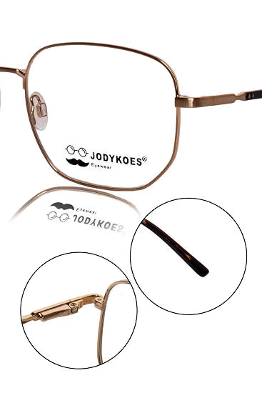 Jodykoes Luxury Pure Titanium Metal Spectacle Eyeglasses | New Shape Square Metal Eyewear Frame (Matte Gold)