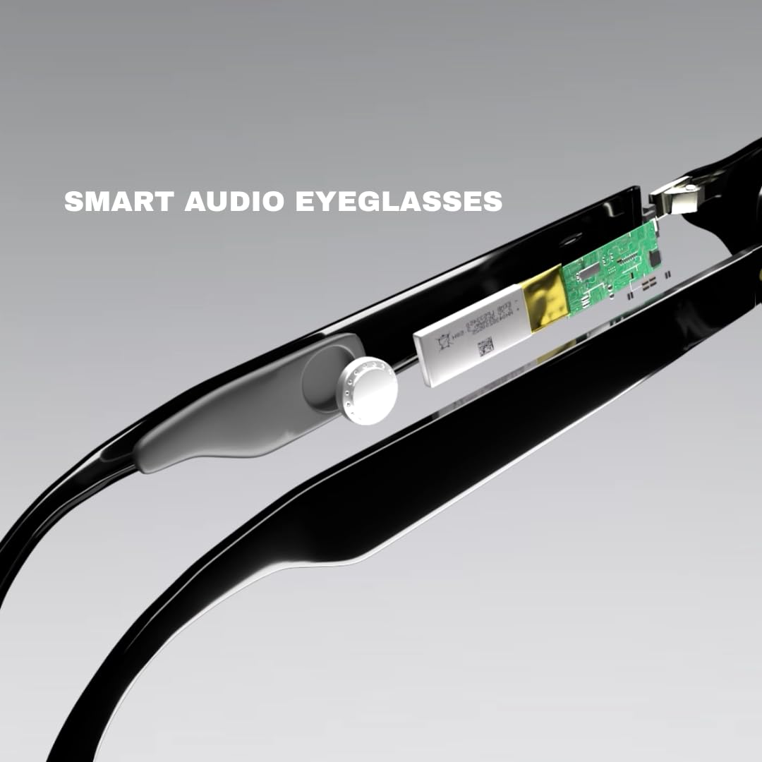 Jodykoes Square Smart Glasses with Speaker and Voice Assistant