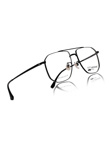 Jodykoes Luxury Pure Titanium Metal Spectacle Eyeglasses | New Shape Double Bar Square Metal Eyewear Frame (Black)