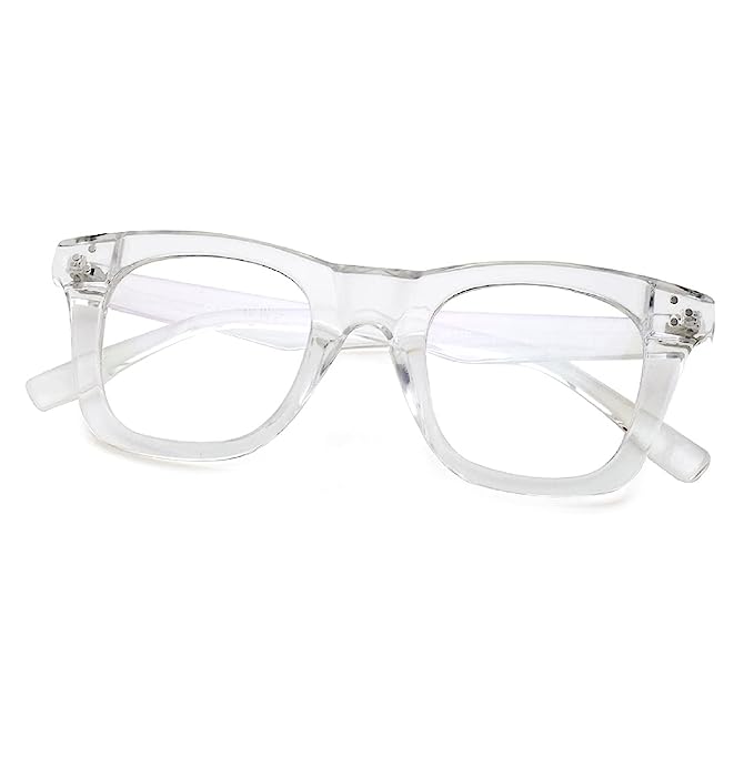 Jodykoes® Nerdy Vintage Design Bold Thick Zero Power Computer Glasses With Anti Glare For Men and Women Frames Spectacles Eyeglasses (Transparent)