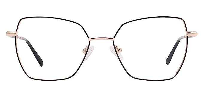 Jodykoes Premium Cat-Eye Metal Frame For Women (Black and Gold)