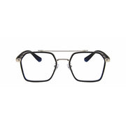 Jodykoes Tony Stark Square Frame Retro Vintage Frame for Men and Women Clear Spectacle Frame (Black & Silver)