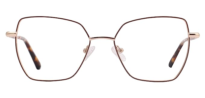 Jodykoes Premium Cat-Eye Metal Frame For Women (Brown and Gold)