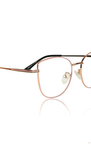 Jodykoes® Premium Series Cat Eye Metal Designer Frame Women Spectacle | Fashionable Blu Cut Anti Glare Eyeglasses For Computer, Mobile Phone and Blue Rays Protection Eyewear (Pink)