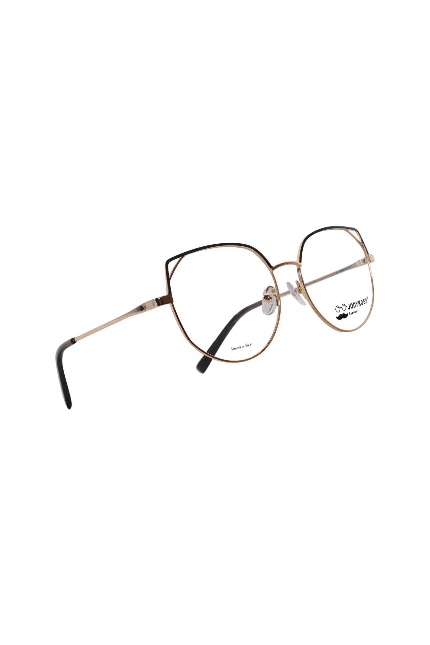 Jodykoes Luxury Series : Pure Titanium Metal Spectacle Eyeglasses | Cat Eye Metal Eyewear Frame ( Green and Gold )