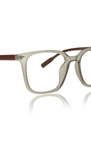 Jodykoes® Premium Series Woodern Finish collection Square Spectacle Frame | Fashionable Eyeglasses Eyewear for Men and Women (Grey Wood)