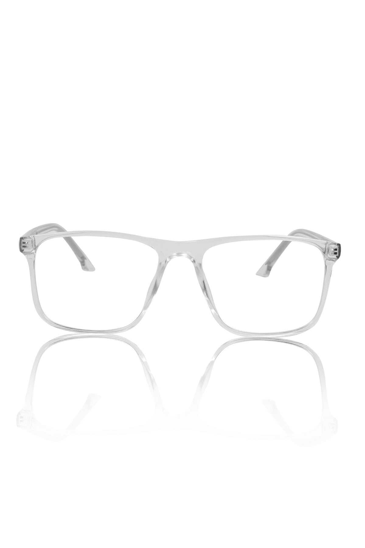 Jodykoes® Premium Series Pure Acetate Sheet Rectangle Eyewear Frame | Modern Fashionable Trending Spectacle Eyeglasses For Men and Women (Crystal Transparent)