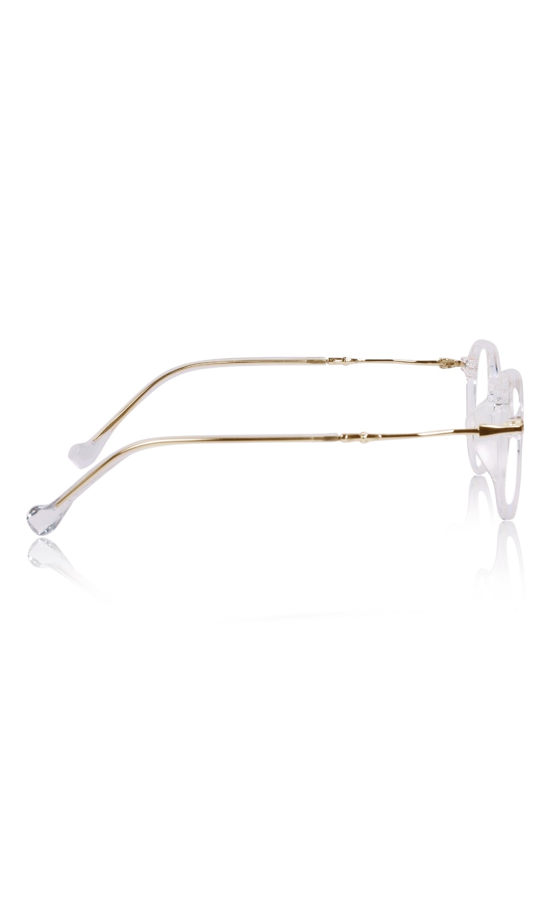 Jodykoes® Pure TR Round Plastic Frame With Metal Arms Fashionable Eyewear Spectacles | Blu cut and Anti Glare Computer Protection Eyeglasses Frame for Women (Transparent)