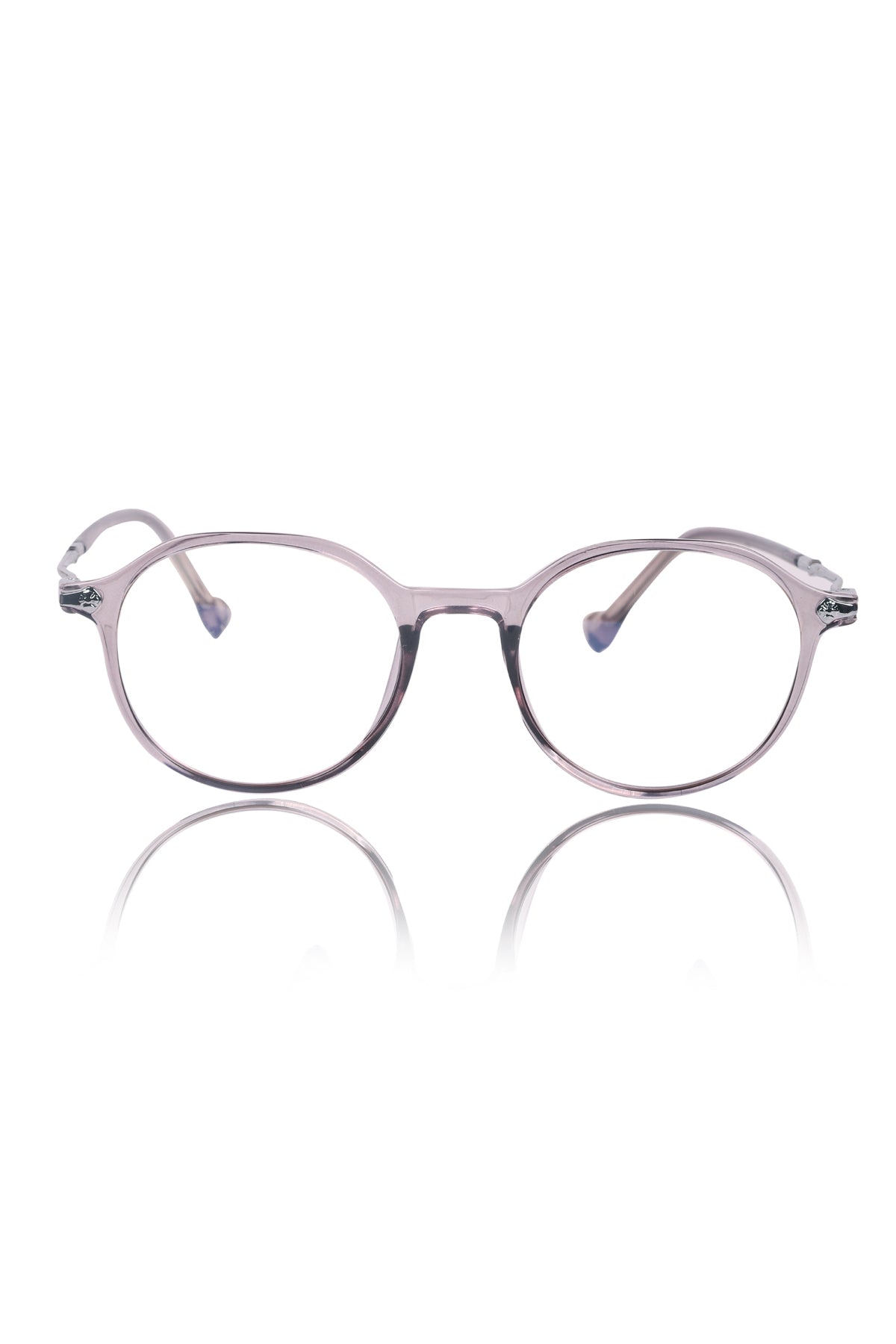 Jodykoes® Pure TR Round Plastic Frame With Metal Arms Fashionable Eyewear Spectacles | Blu cut and Anti Glare Computer Protection Eyeglasses Frame for Women (Grey)