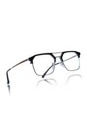 Jodykoes® Premium Series Classic Vintage Eyewear Eyeglasses Spectacles with Blue Light Anti Glare Glasses Frame for Men and Women (Black & Silver)