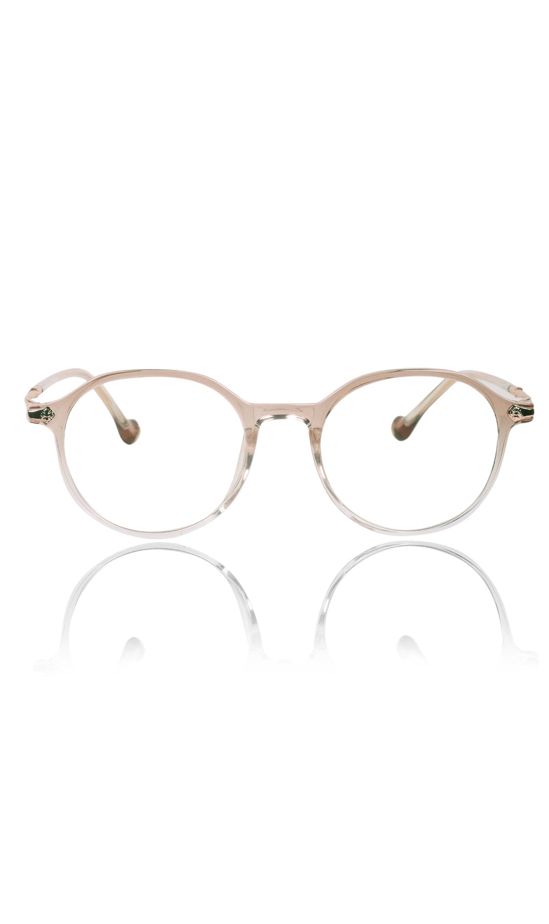 Jodykoes® Pure TR Round Plastic Frame With Metal Arms Fashionable Eyewear Spectacles | Blu cut and Anti Glare Computer Protection Eyeglasses Frame for Women (Brown)