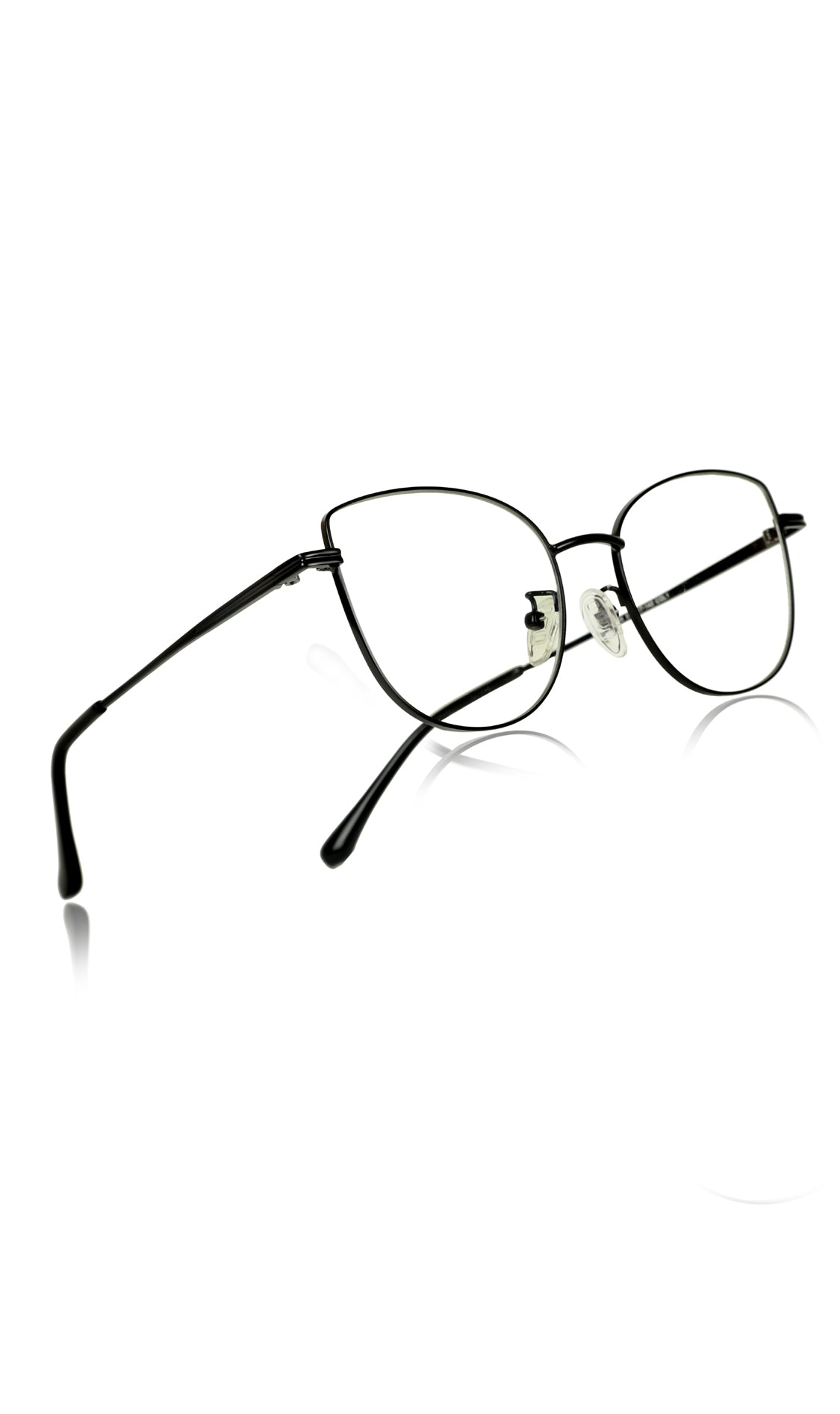 Jodykoes® Premium Series Cat Eye Metal Designer Frame Women Spectacle | Fashionable Blu Cut Anti Glare Eyeglasses For Computer, Mobile Phone and Blue Rays Protection Eyewear (Black)