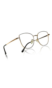 Jodykoes® Premium Series Cat Eye Metal Designer Frame Women Spectacle | Fashionable Blu Cut Anti Glare Eyeglasses For Computer, Mobile Phone and Blue Rays Protection Eyewear (Black and Gold)