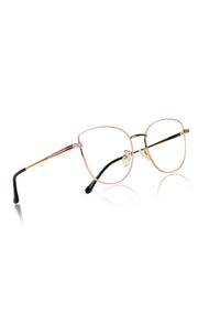 Jodykoes® Premium Series Cat Eye Metal Designer Frame Women Spectacle | Fashionable Blu Cut Anti Glare Eyeglasses For Computer, Mobile Phone and Blue Rays Protection Eyewear (Pink)