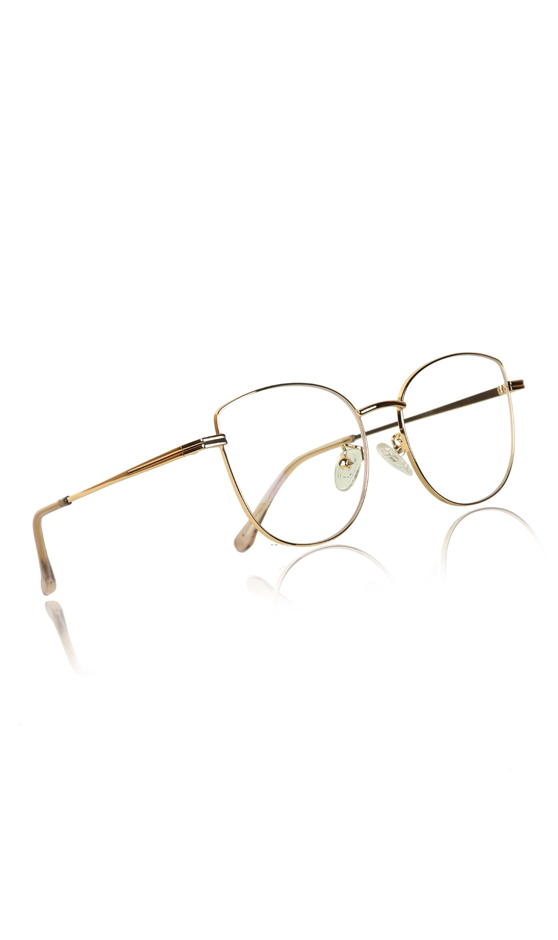 Jodykoes® Premium Series Cat Eye Metal Designer Frame Women Spectacle | Fashionable Blu Cut Anti Glare Eyeglasses For Computer, Mobile Phone and Blue Rays Protection Eyewear (Gold)