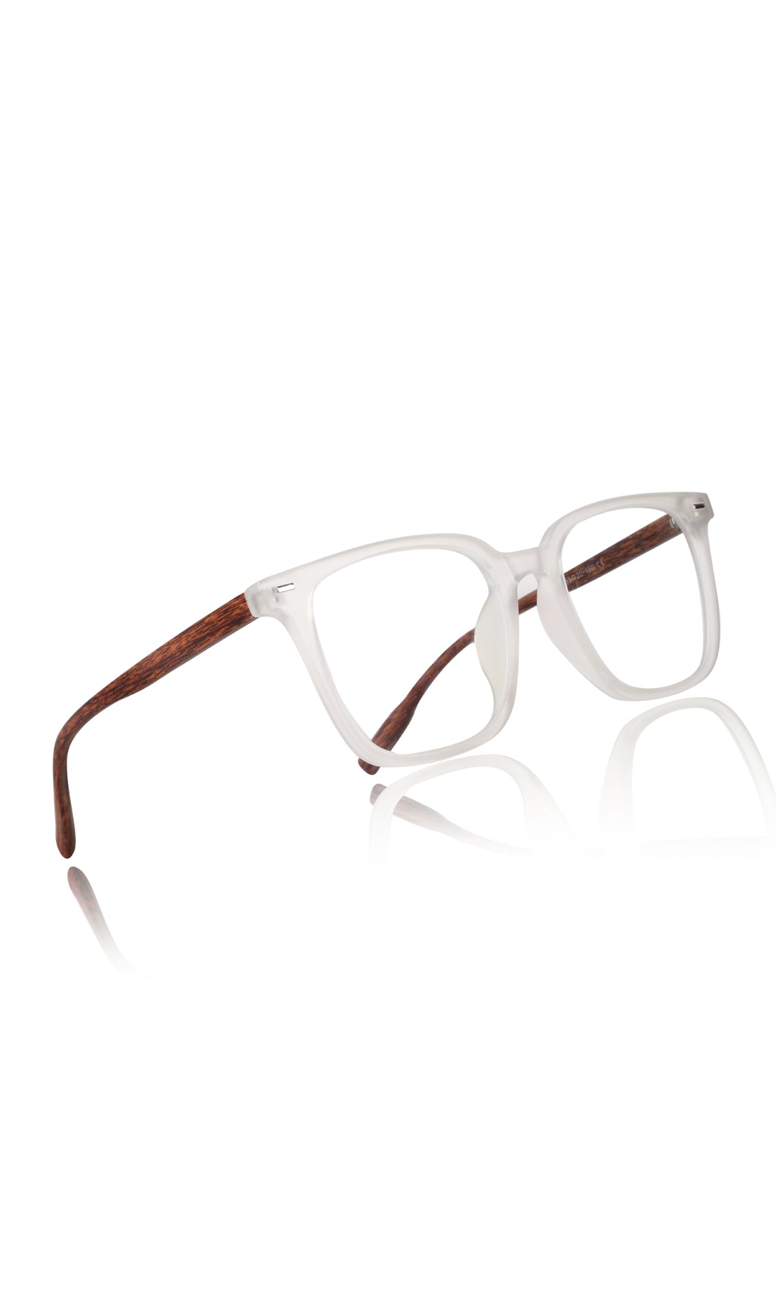 Jodykoes® Premium Series Woodern Finish collection Square Spectacle Frame | Fashionable Eyeglasses Eyewear for Men and Women (White Wood)