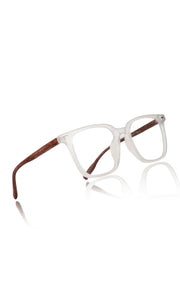Jodykoes® Premium Series Woodern Finish collection Square Spectacle Frame | Fashionable Eyeglasses Eyewear for Men and Women (White Wood)