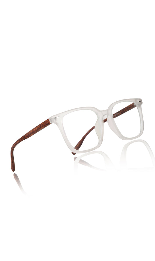 Jodykoes® Premium Series Woodern Finish collection Square Spectacle Frame | Fashionable Eyeglasses Eyewear for Men and Women (White Wood) - Jodykoes ®