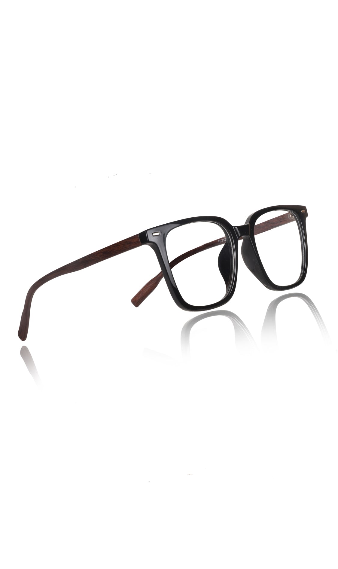 Jodykoes® Premium Series Woodern Finish collection Square Spectacle Frame | Fashionable Eyeglasses Eyewear for Men and Women (Black Wood)