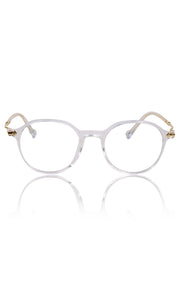 Jodykoes® Pure TR Round Plastic Frame With Metal Arms Fashionable Eyewear Spectacles | Blu cut and Anti Glare Computer Protection Eyeglasses Frame for Women (Transparent)