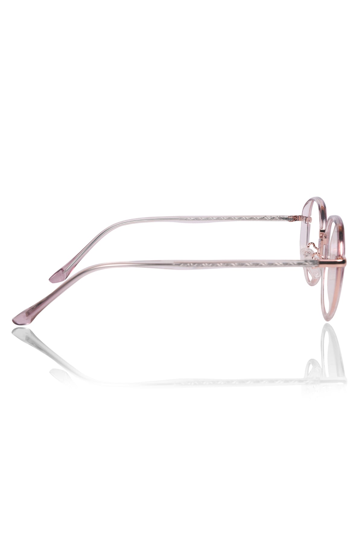 Jodykoes® Pure TR Metal and Plastic Combination Round Flat-Top Spectacle Frame | Blu cut and Anti Glare Computer Mobile Phone Protection Eyewear Eyeglasses (Wild Rose)