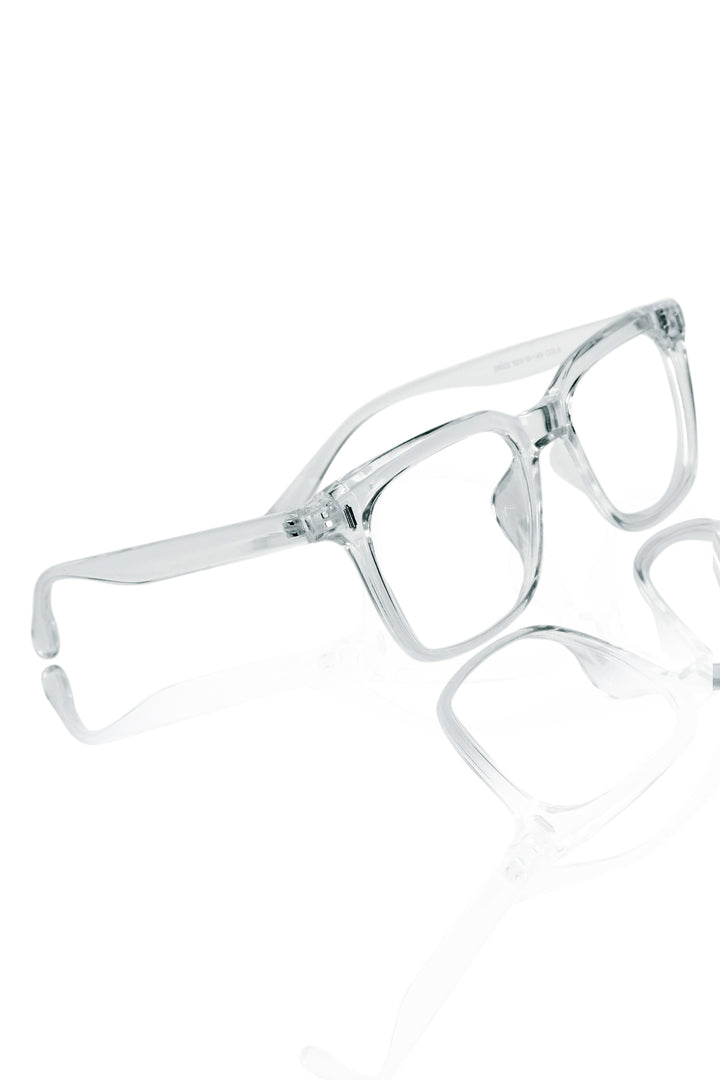 Jodykoes® Premium Series Square Transparent Eyeglasses Frame | Anti Glare Eyewear Spectacles For Men and Women (Transparent)