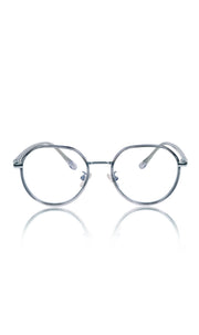 Jodykoes® Pure TR Metal and Plastic Combination Round Flat-Top Spectacle Frame | Blu cut and Anti Glare Computer Mobile Phone Protection Eyewear Eyeglasses (Glass Grey)