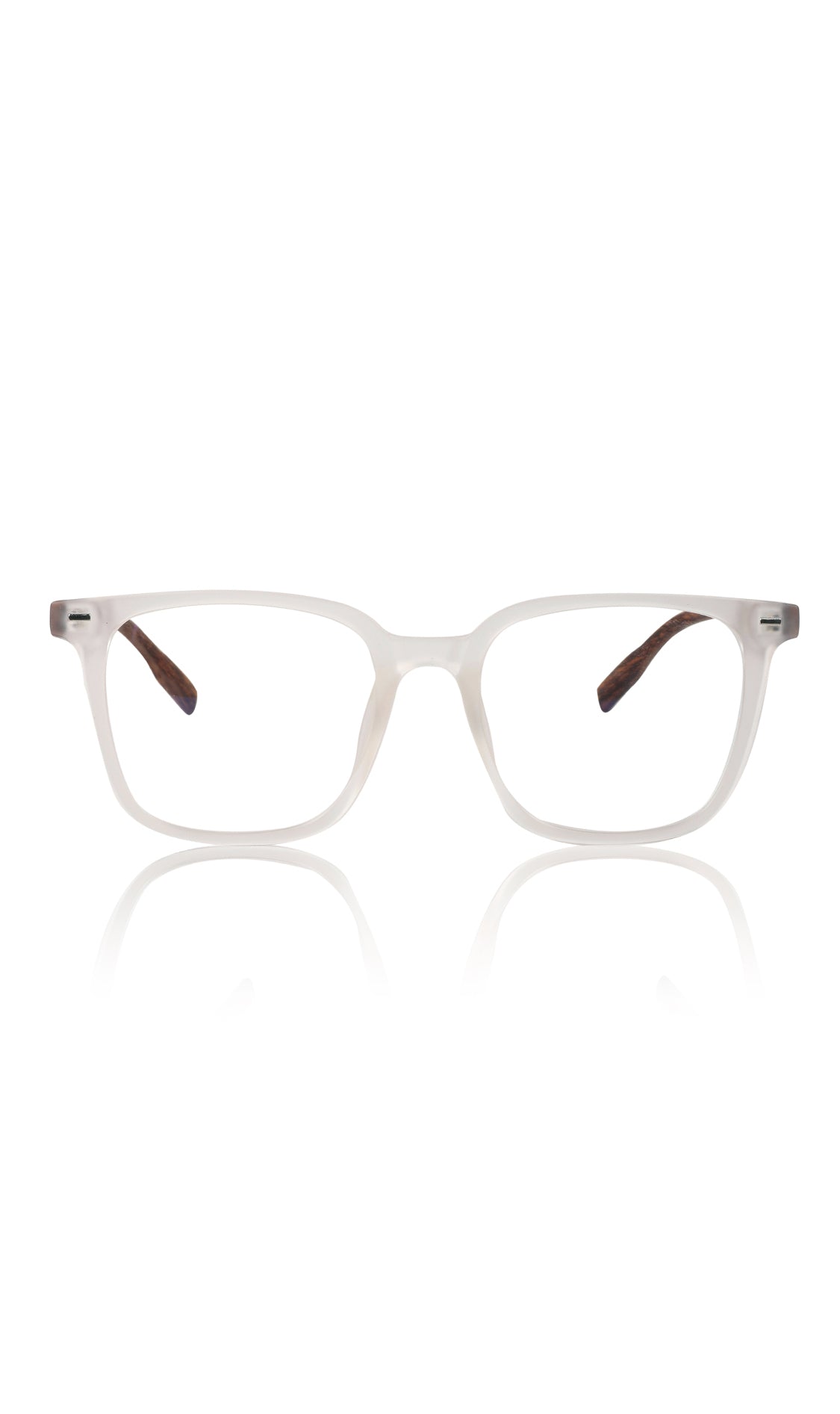Jodykoes® Premium Series Woodern Finish collection Square Spectacle Frame | Fashionable Eyeglasses Eyewear for Men and Women (White Wood)