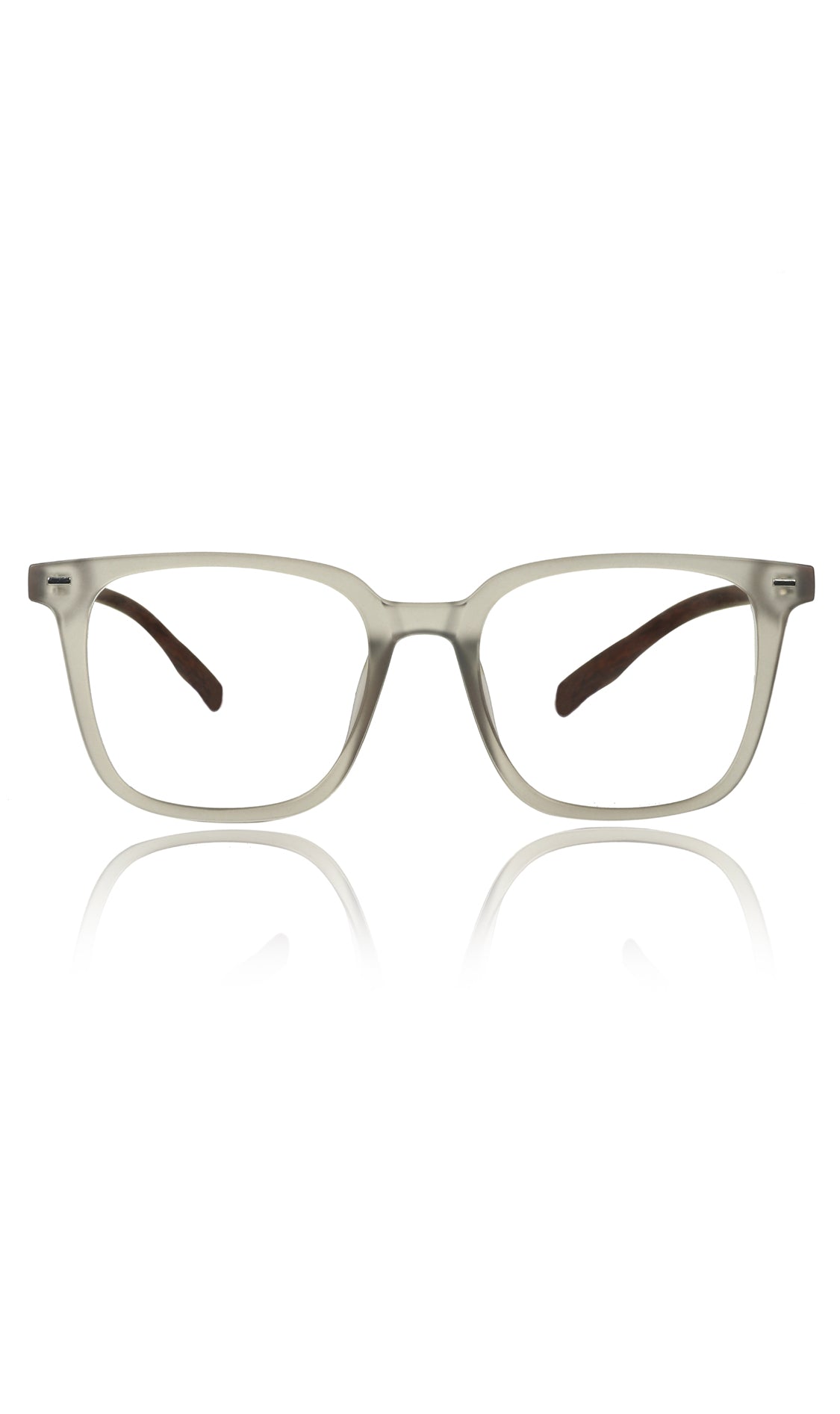 Jodykoes® Premium Series Woodern Finish collection Square Spectacle Frame | Fashionable Eyeglasses Eyewear for Men and Women (Grey Wood)