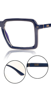 Jodykoes® Colour Frame Series Eyewears | Blue Rays Protection Square Stylish Spectacles With Anti Glare Eyeglasses For Men and Women Eyewears (Navy Blue)