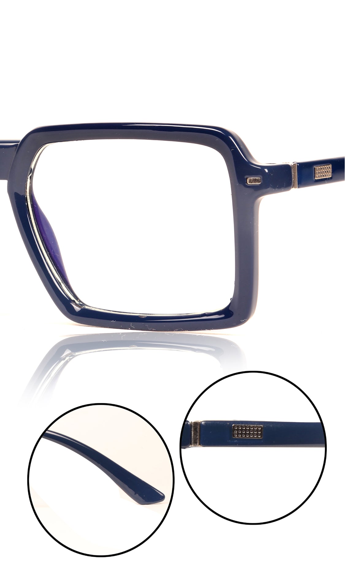 Jodykoes® Colour Frame Series Eyewears | Blue Rays Protection Square Stylish Spectacles With Anti Glare Eyeglasses For Men and Women Eyewears (Navy Blue)