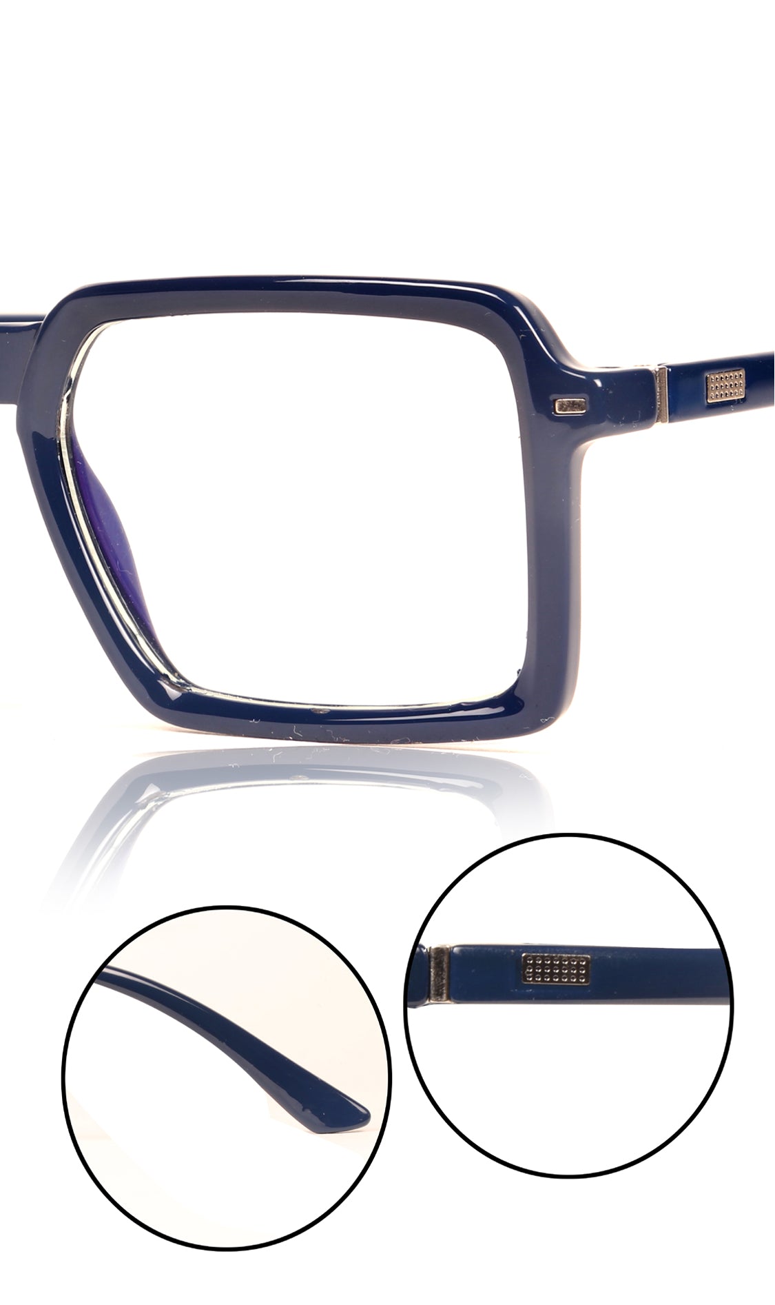 Jodykoes® Colour Frame Series Eyewears | Blue Rays Protection Square Stylish Spectacles With Anti Glare Eyeglasses For Men and Women Eyewears (Navy Blue) - Jodykoes ®