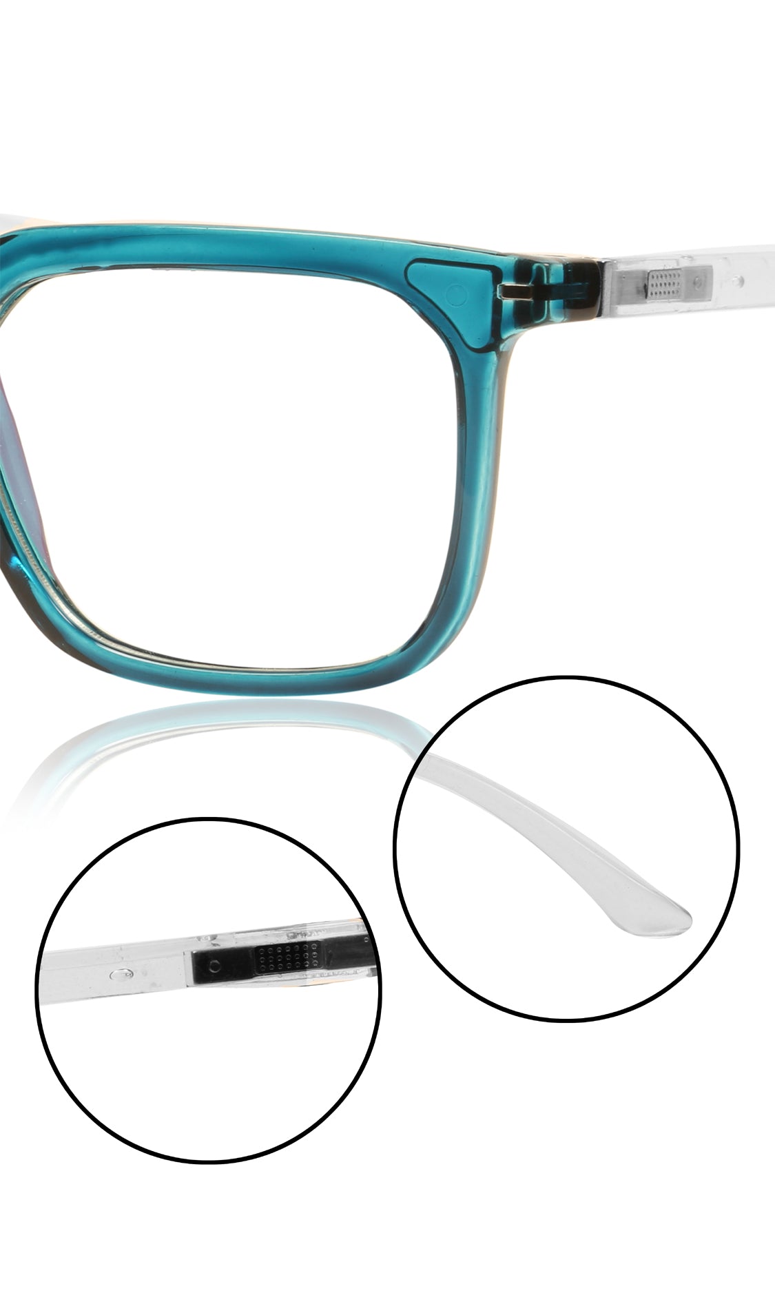 Jodykoes® Colour Frame Series: Stylish Square Spectacle Frames with Blue Ray Protection and Anti-Glare Glasses for Men and Women (Turquoise Blue)