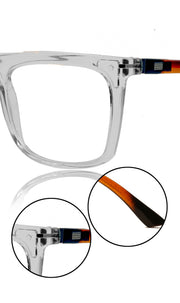 Jodykoes® Colour Frame Series Stylish Spectacle Frames for Men | Blue Rays Protection Rectangle Eyewear with Anti Glare Glasses for Men and Women (Printed Transparent)