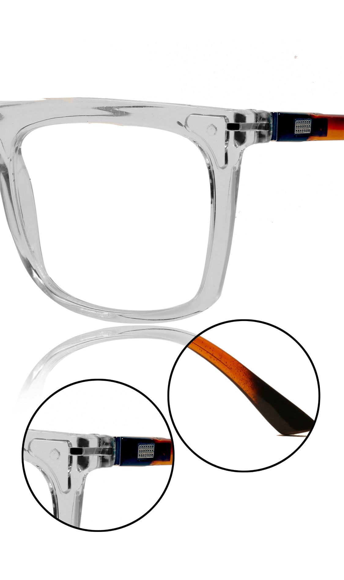 Jodykoes® Colour Frame Series Stylish Spectacle Frames for Men | Blue Rays Protection Rectangle Eyewear with Anti Glare Glasses for Men and Women (Printed Transparent)