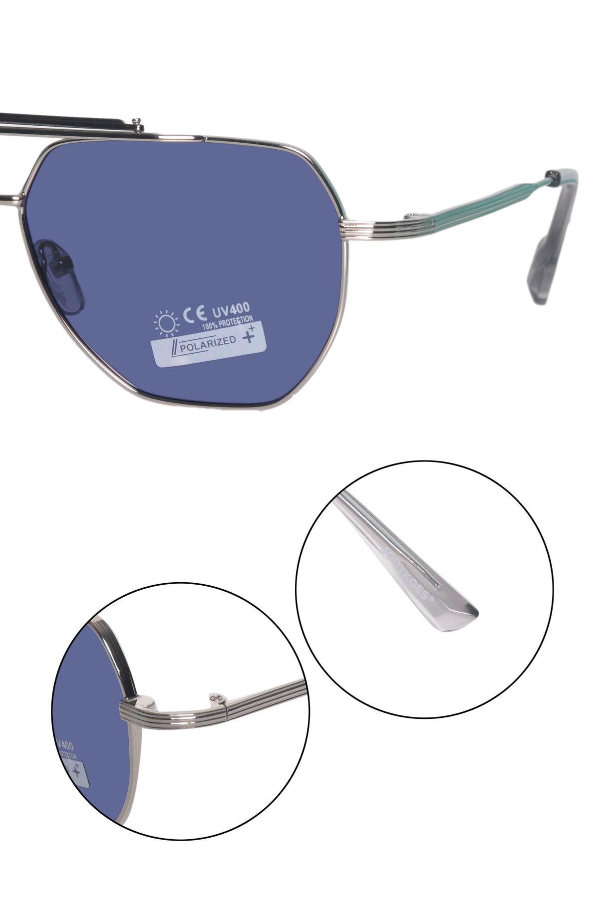 Jodykoes Legacy Metal Square Sunglasses – UV400 Polarized (Blue)