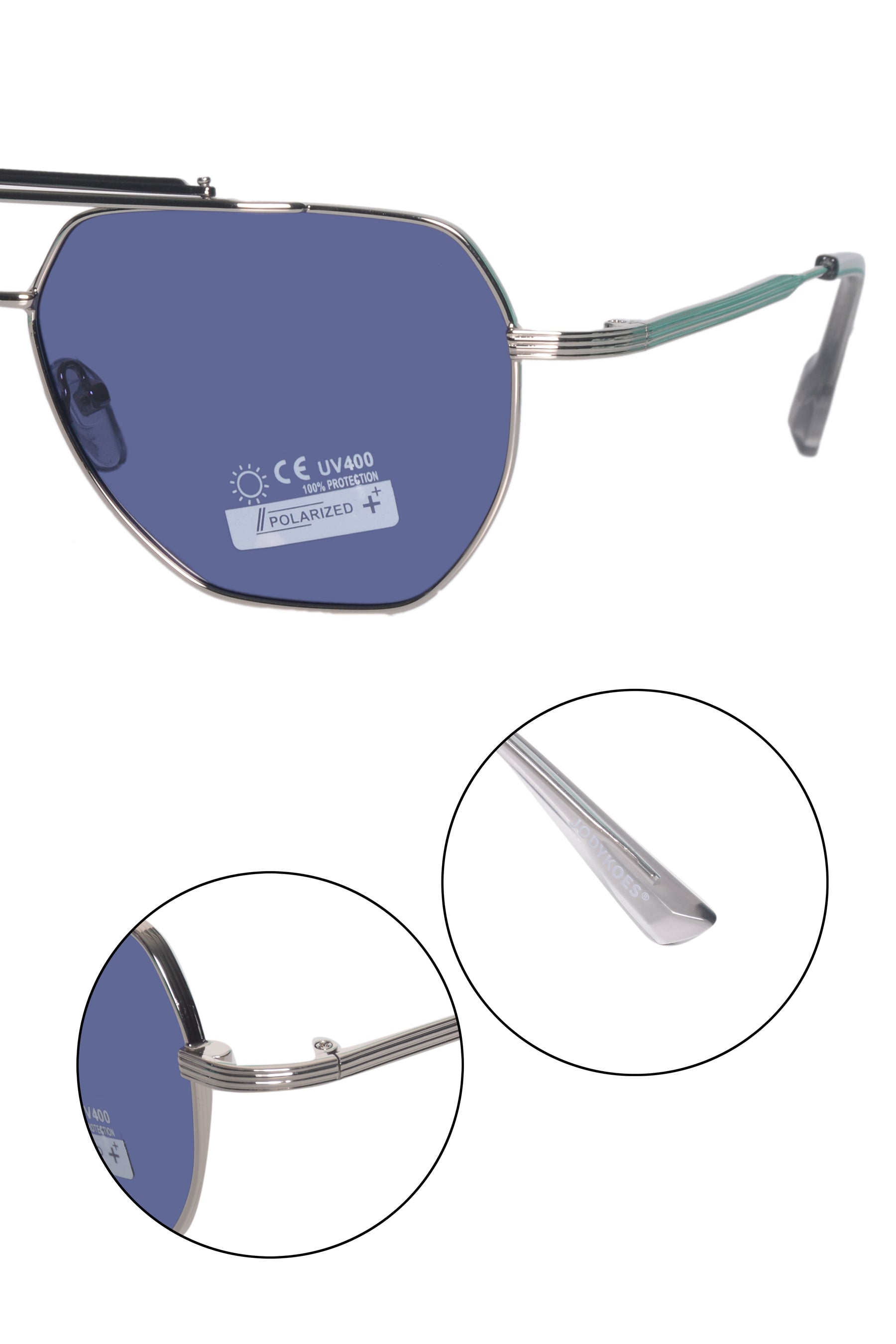 Jodykoes Legacy Metal Square Sunglasses – UV400 Polarized (Blue)