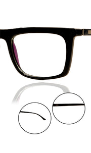 Jodykoes® Colour Frame Series Stylish Spectacle Frames for Men | Blue Rays Protection Rectangle Eyewear with Anti Glare Glasses for Men and Women (Black)