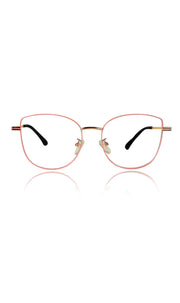Jodykoes® Premium Series Cat Eye Metal Designer Frame Women Spectacle | Fashionable Blu Cut Anti Glare Eyeglasses For Computer, Mobile Phone and Blue Rays Protection Eyewear (Pink)