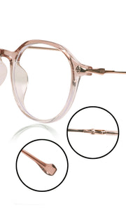 Jodykoes® Pure TR Round Plastic Frame With Metal Arms Fashionable Eyewear Spectacles | Blu cut and Anti Glare Computer Protection Eyeglasses Frame for Women (Brown)